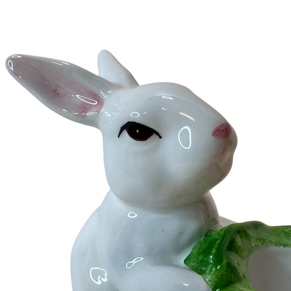 Vintage Rabbit Bunny Cabbage Candle Holder Figurine Easter Spring Original Box - Picture 6 of 10